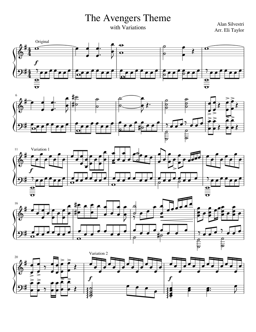 The Avengers Theme Sheet music for Piano (Solo) | Musescore.com