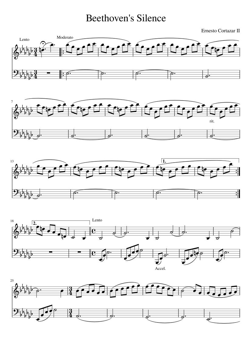 Beethoven's Silence Sheet Music For Piano (Solo) Easy | Musescore.com