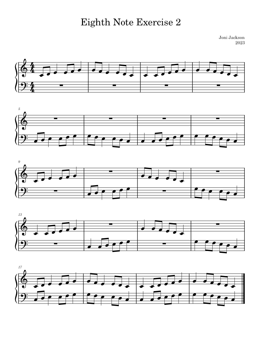 Eighth Note Exercise 2 Sheet music for Piano (Solo) Easy