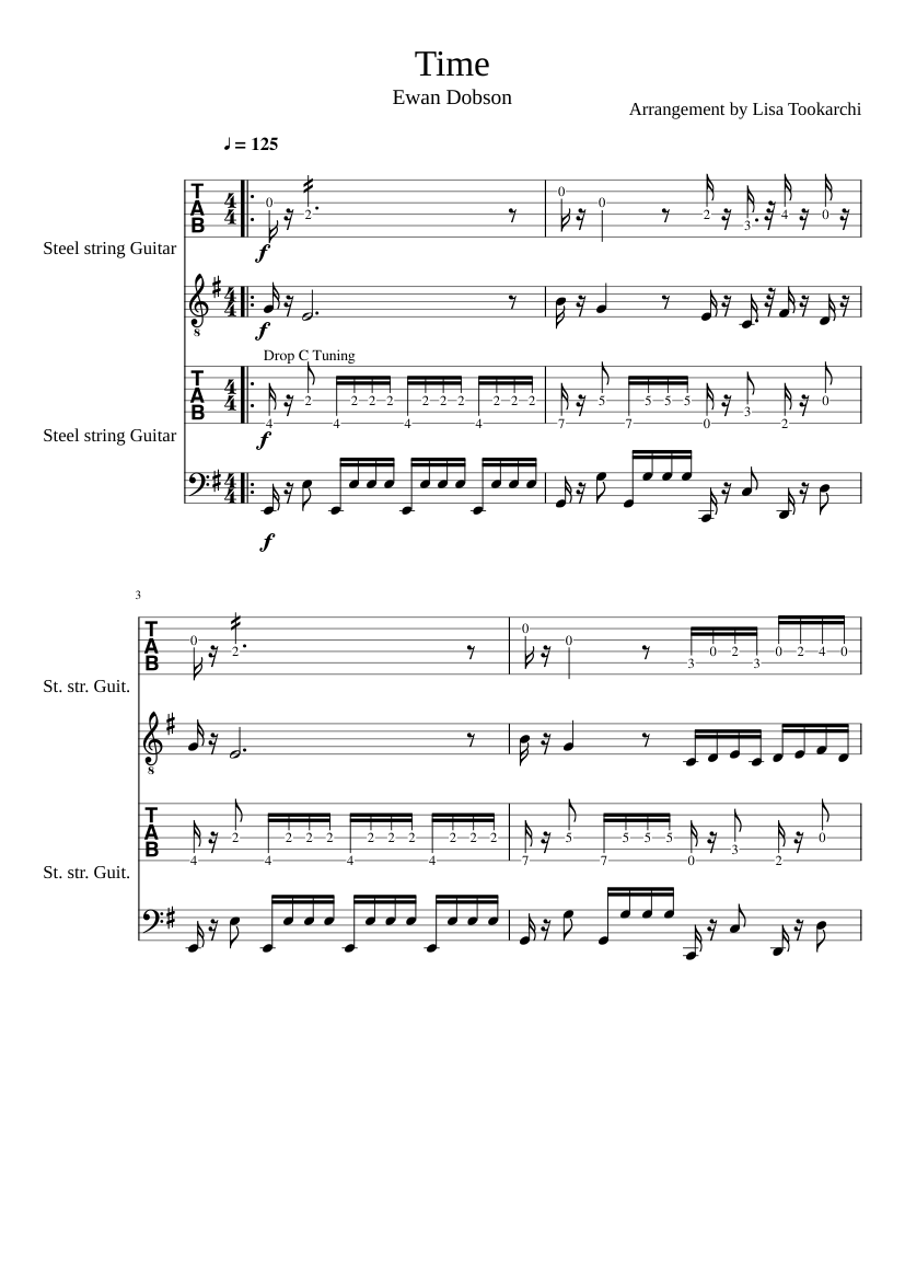 Time - Ewan Dobson Sheet music for Bouzouki (Mixed Duet) | Musescore.com