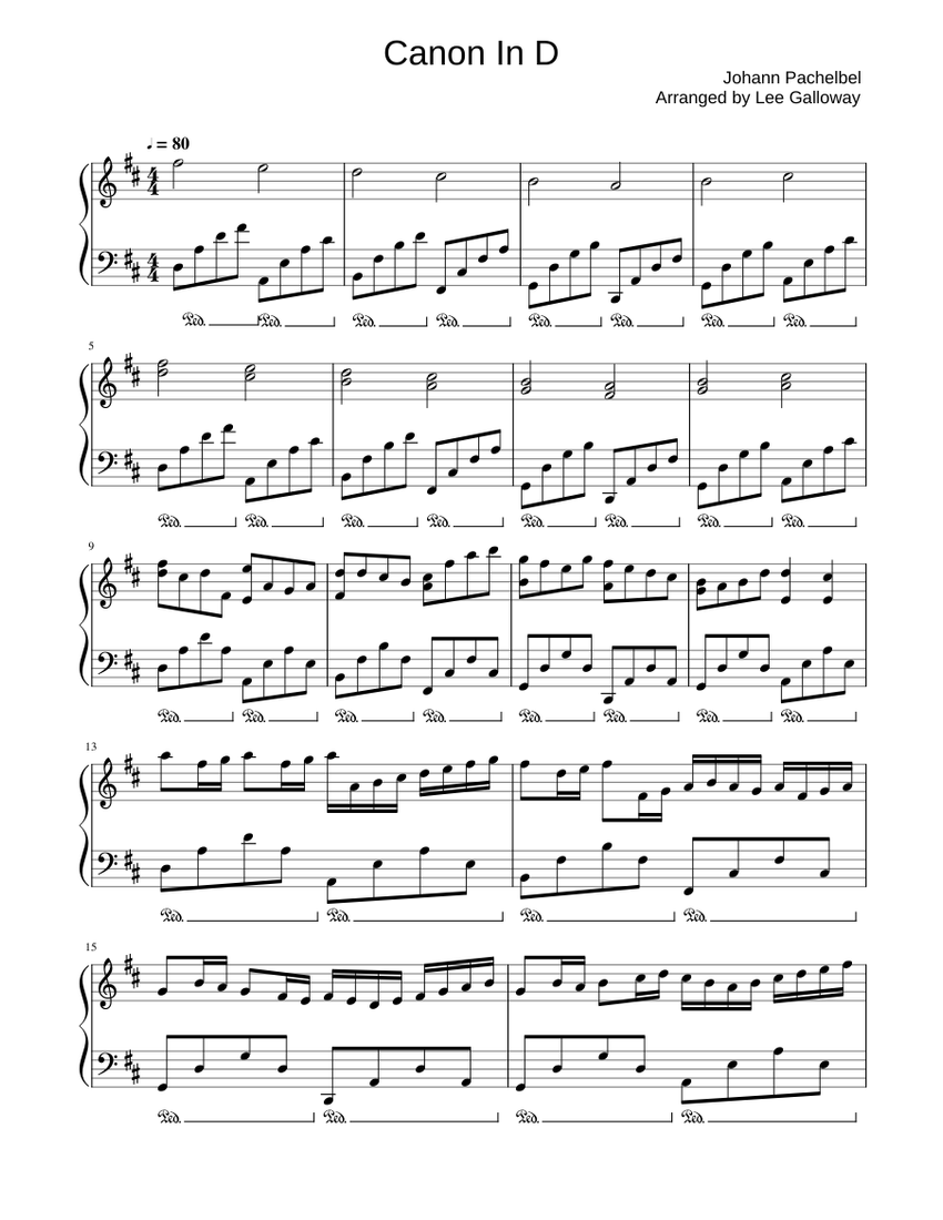 Canon In D short Sheet music for Piano (Solo) | Musescore.com