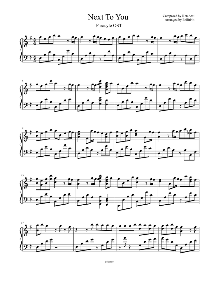 Next to You (Parasite OST) Sheet music for Piano (Solo) | Musescore.com