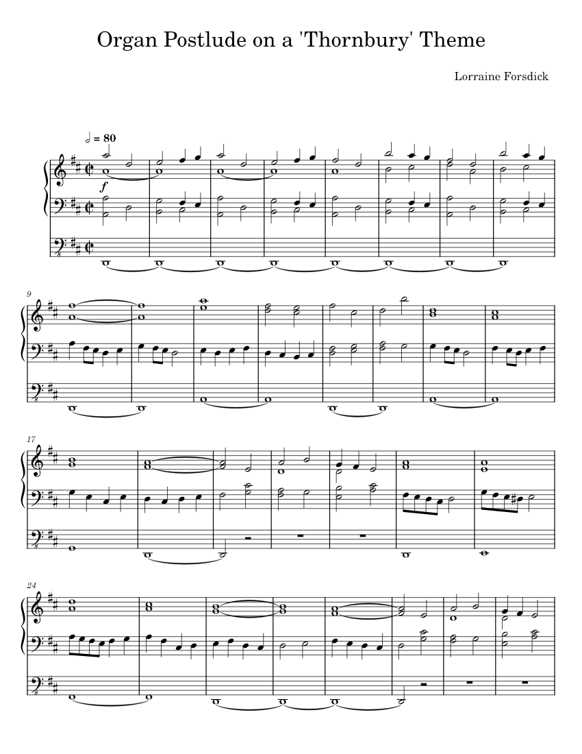 Organ Postlude on a Thornbury Theme - Lorraine Forsdick Sheet Music for ...
