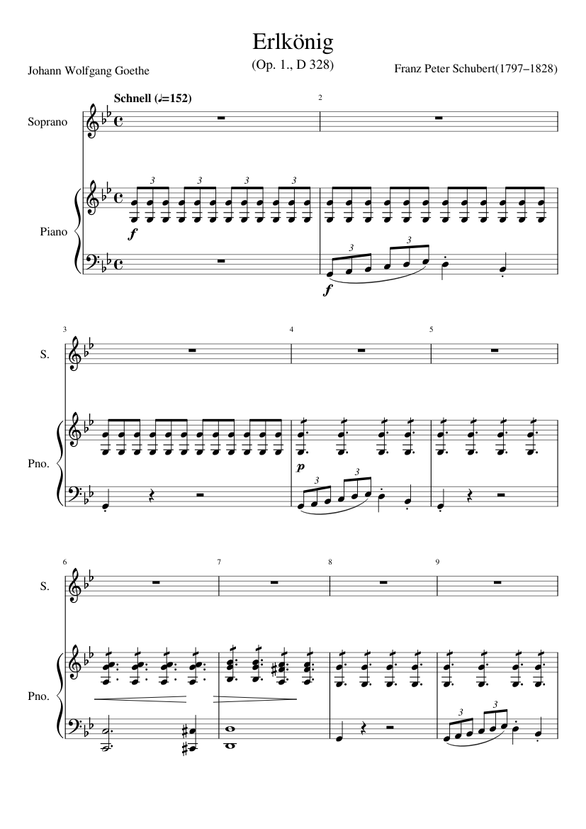Franz Schubert Erlkönig Op.1 D 328 Sheet music for Piano, Soprano (Piano-Voice)  | Musescore.com