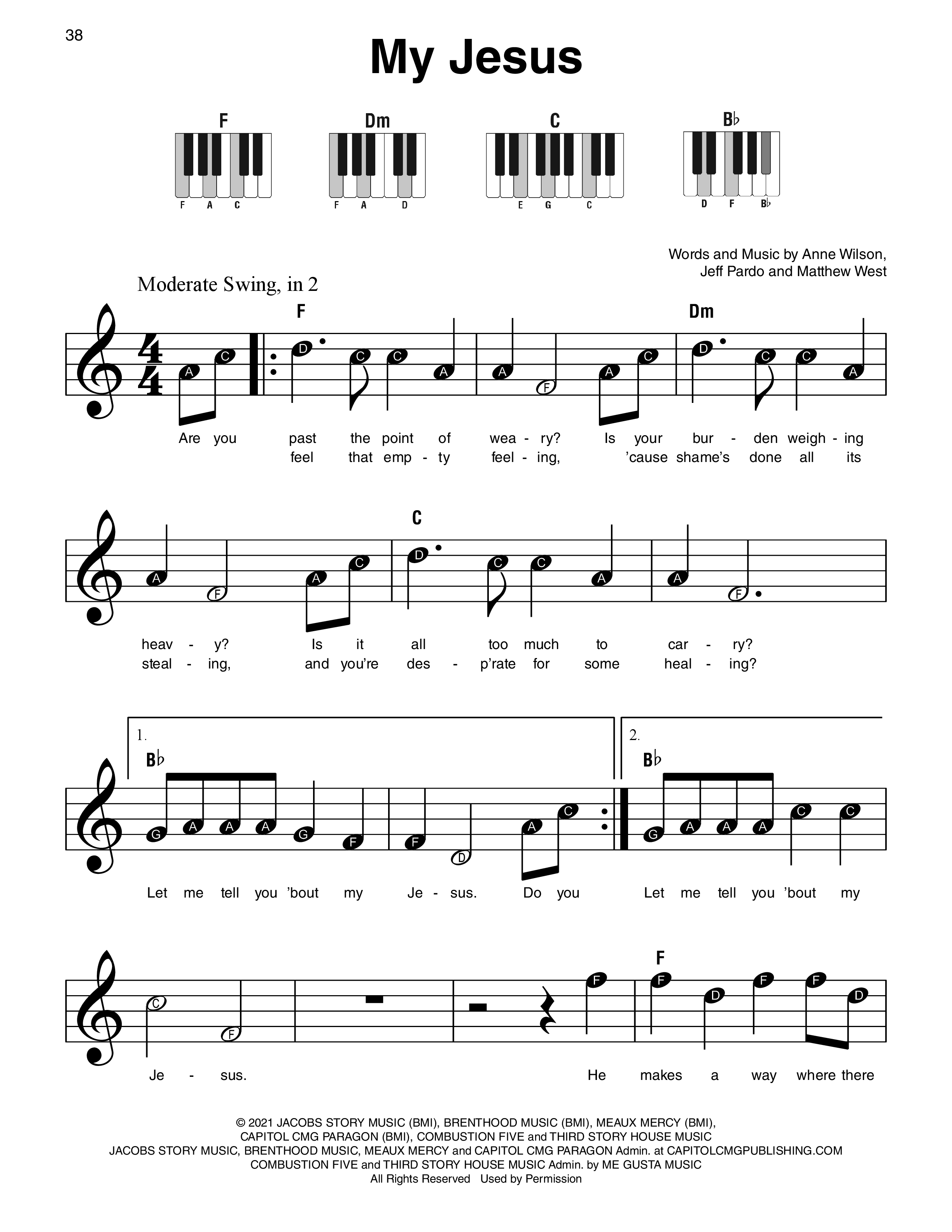 Play Official version of My Jesus Sheet Music by Anne Wilson for