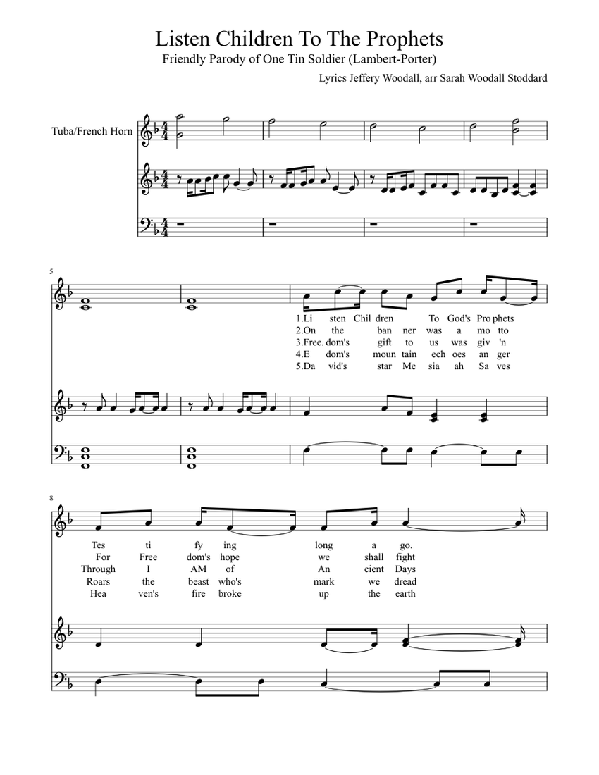 One Tin Soldier, April edit Sheet music for Bass voice, Brass (other ...