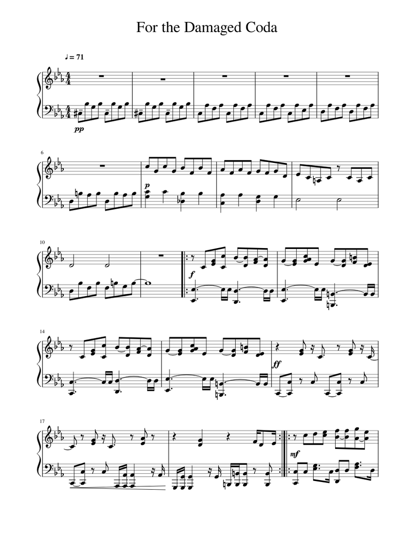 For the damaged coda – Blonde Redhead Sheet music for Piano (Solo) |  Musescore.com