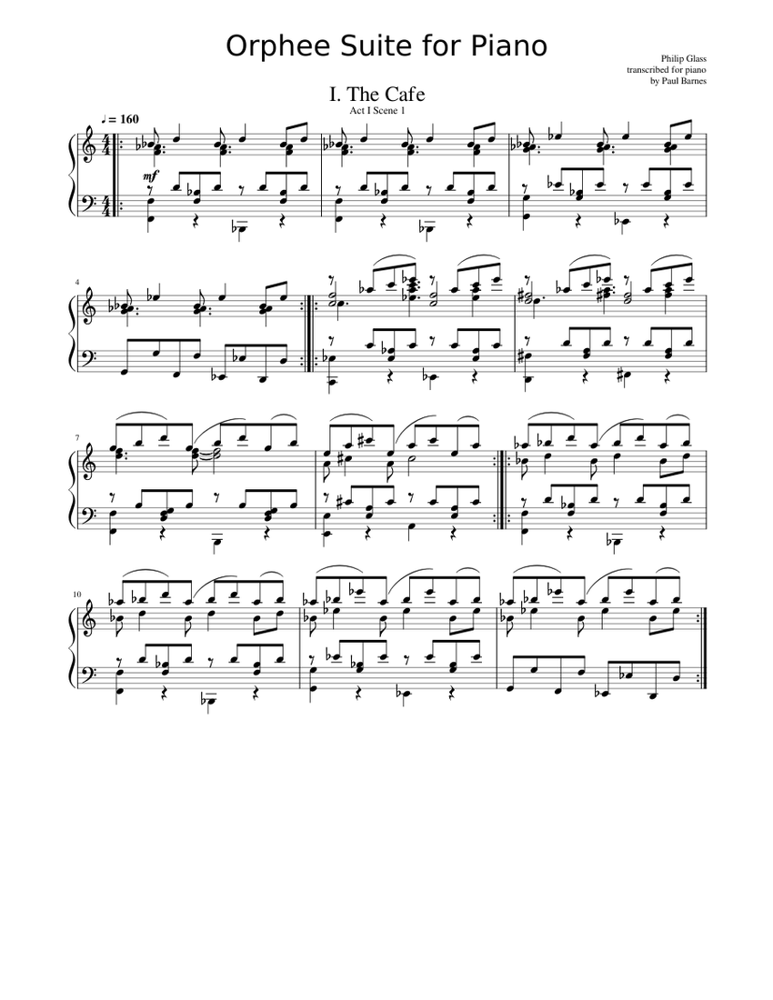 Philip Glass - The Café (for solo piano) Sheet music for Piano (Solo) |  Musescore.com
