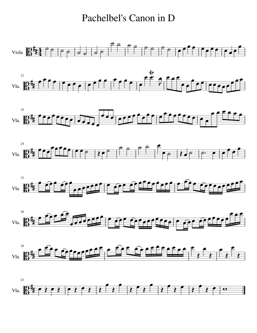 Canon in D - Viola Sheet music for Violin, Viola, Cello (Solo ...