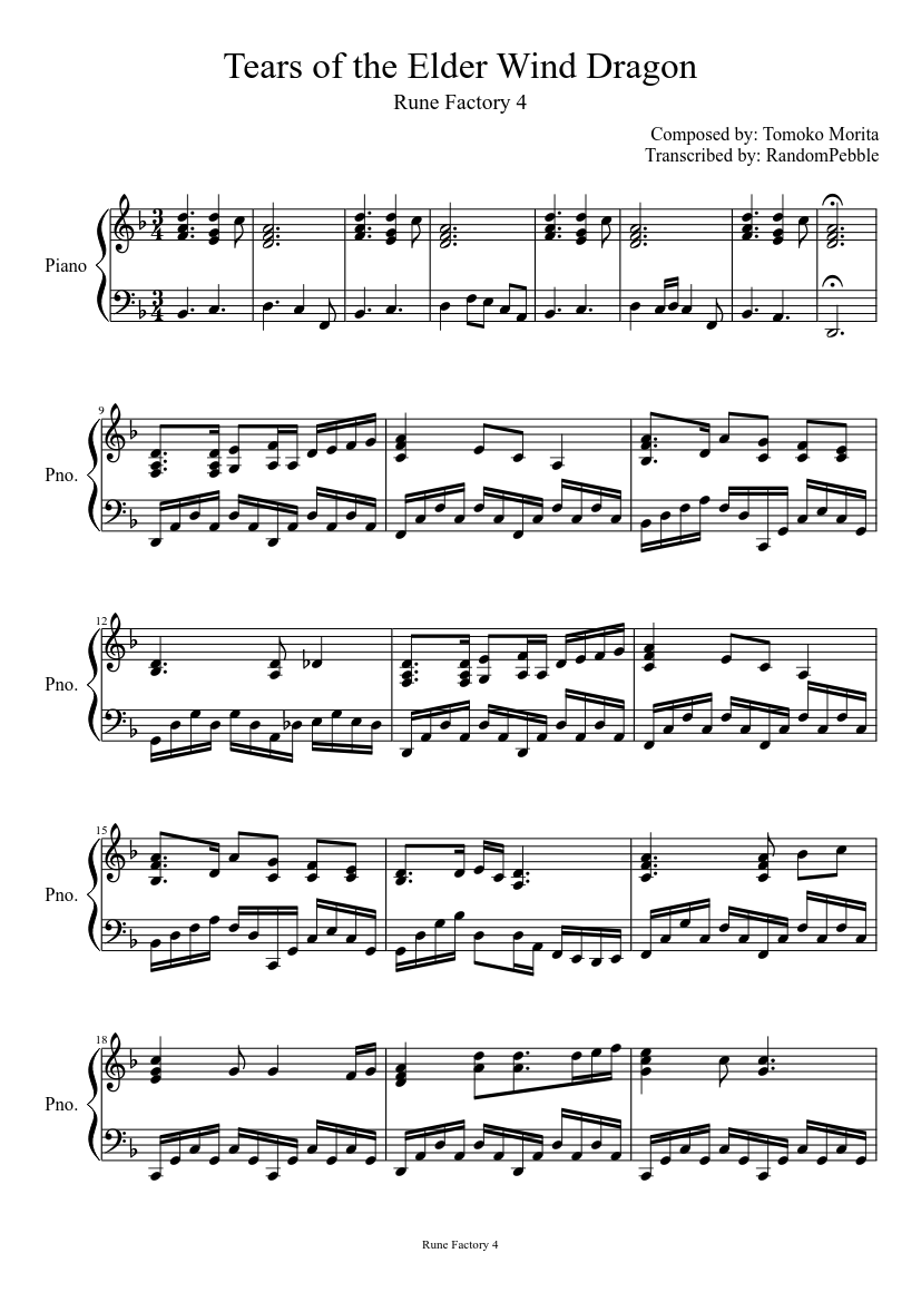 Tears of the Dragon Sheet music for Piano, Cello (Solo