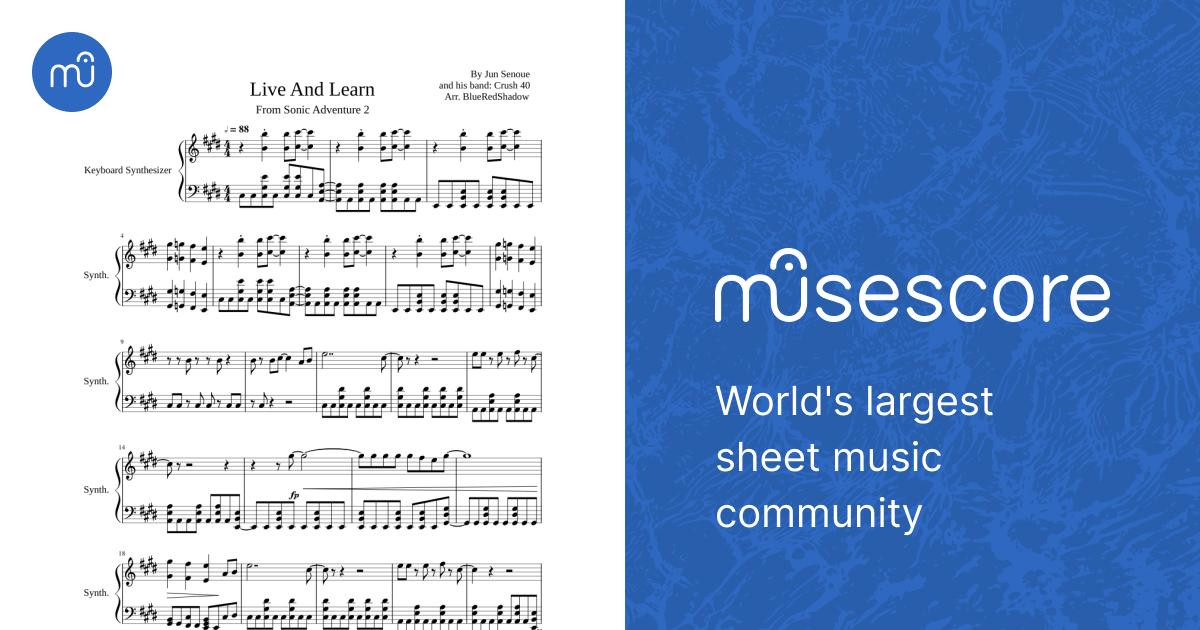 Live and Learn (Sonic Adventure 2) Sheet music for Synthesizer (Solo) |  Musescore.com