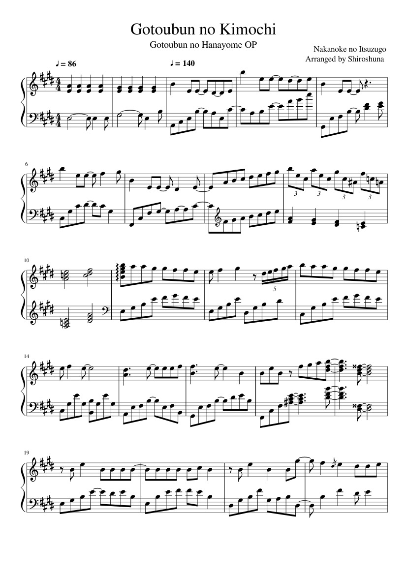 Gotoubun no Katachi - The Quintessential Quintuplets ∬ OP- Sheet music for  Piano (Solo)
