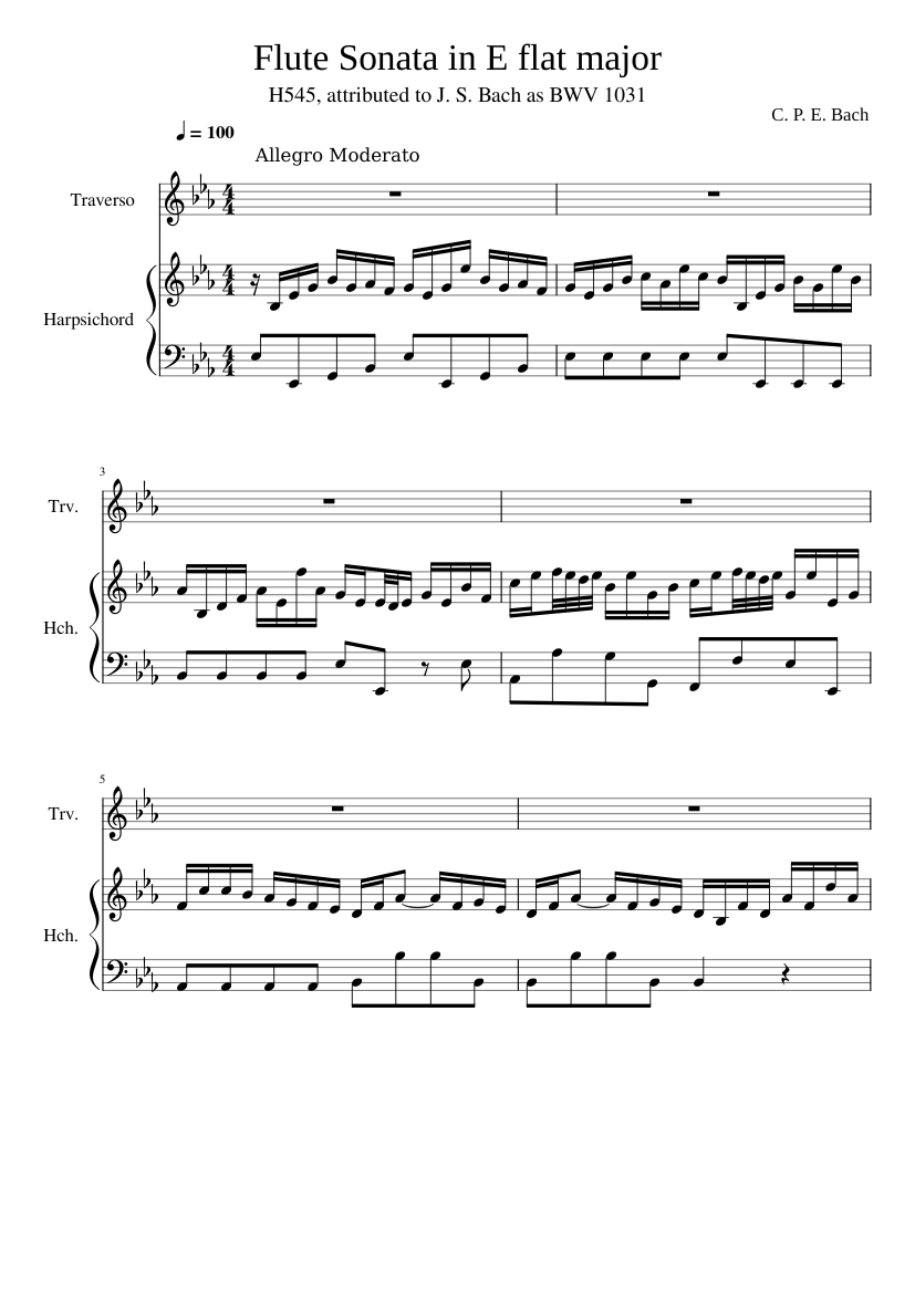 Flute Sonata in E-flat major BWV 1031