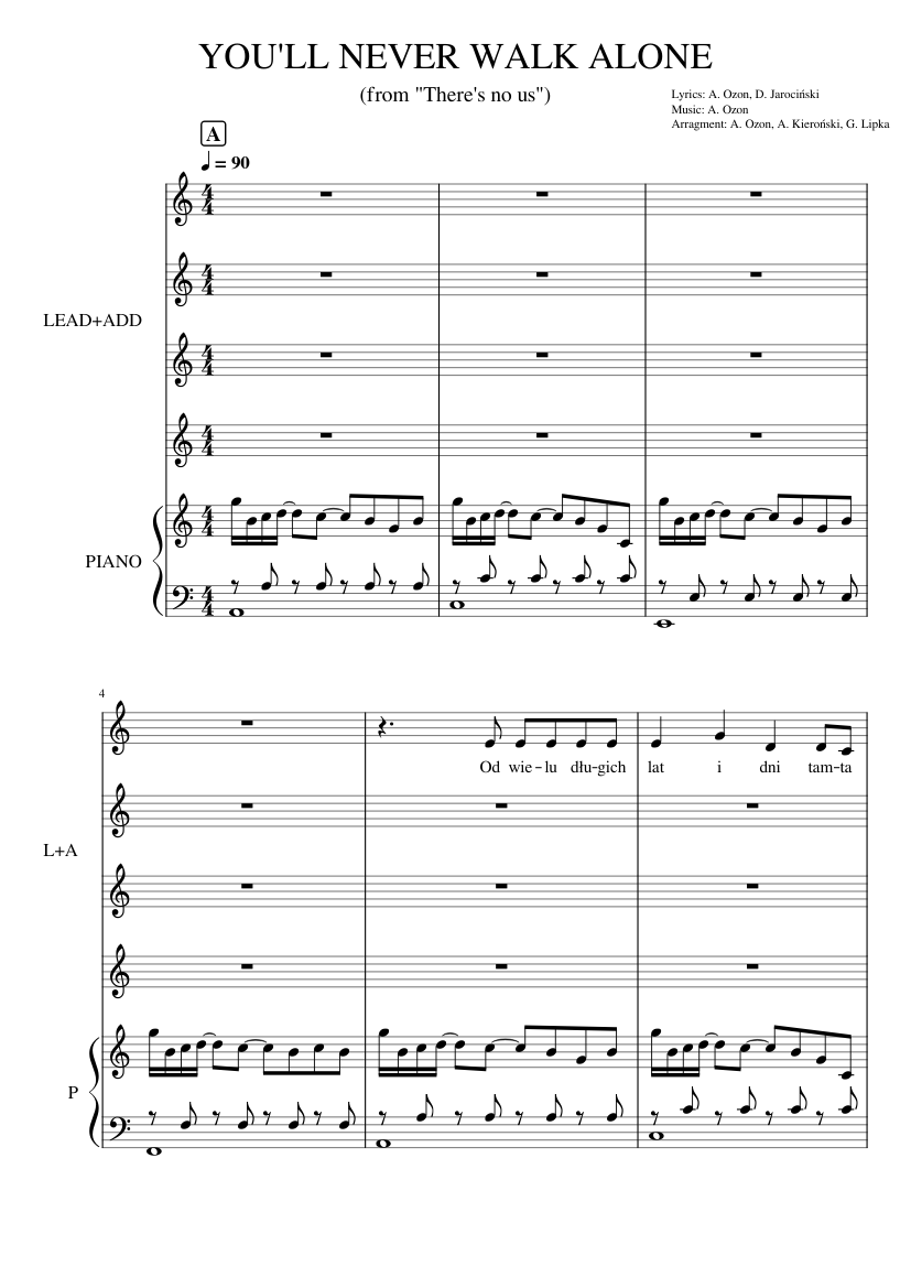 Youll Never Walk Alone Sheet Music For Piano Choral Musescore Youll Never Walk Alone Sheet Music For Piano Choral Musescore