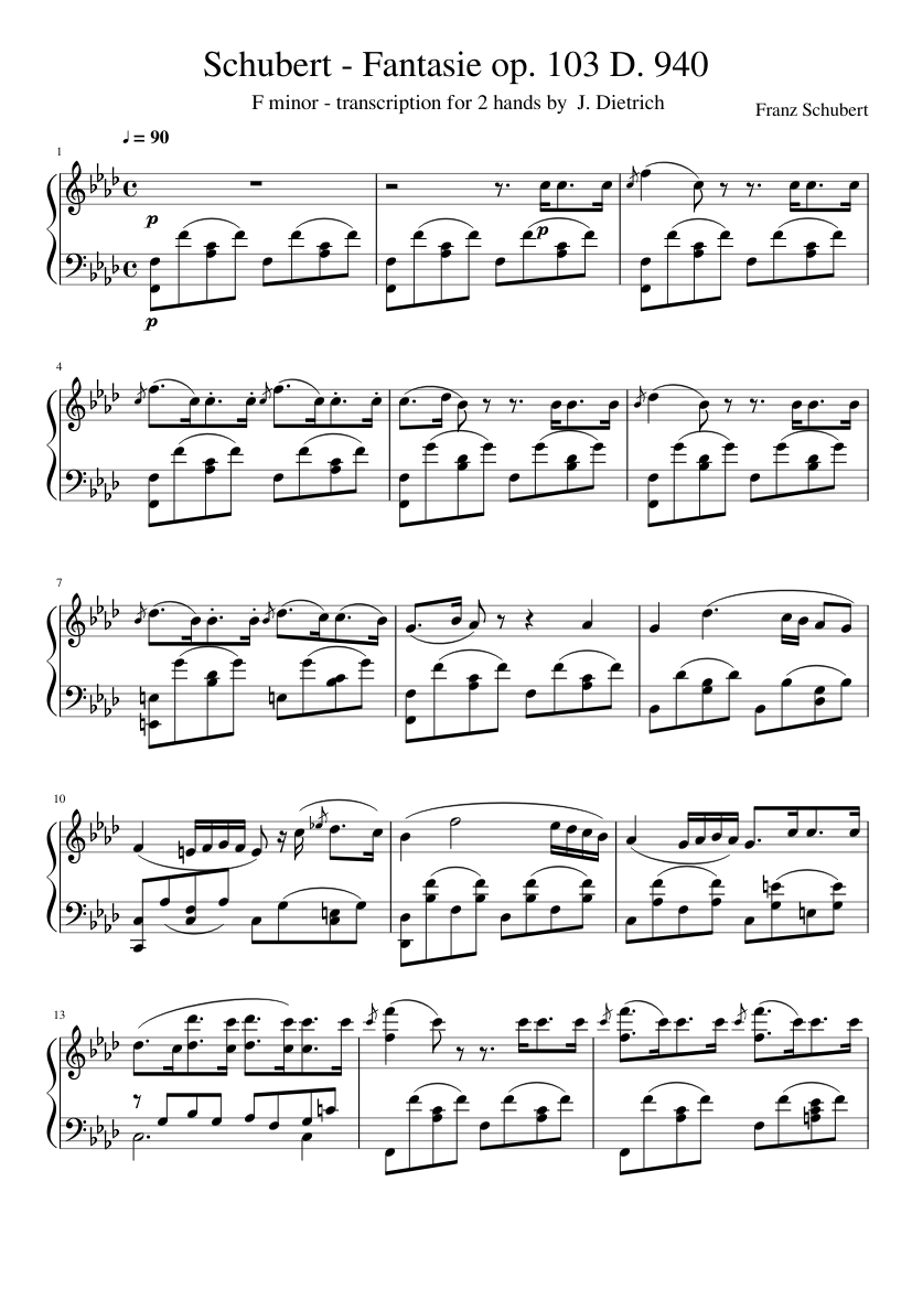 幻想曲 作品103 D. 940 楽譜 ピアノ (ソロ) | MuseScore.com