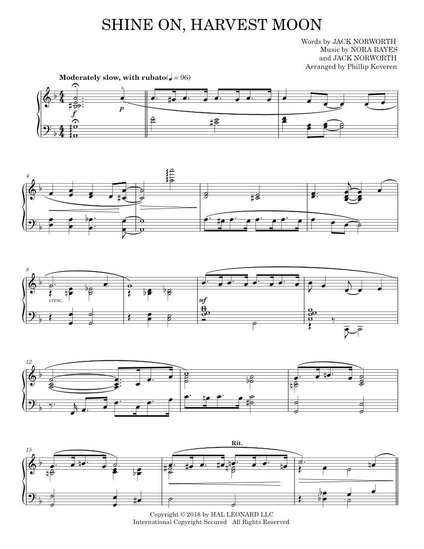 Play Official version of Shine On, Harvest Moon sheet music