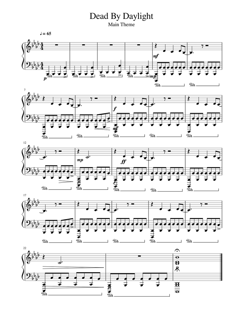 Dead By Daylight - Main theme Sheet music for Piano (Solo) Easy |  Musescore.com