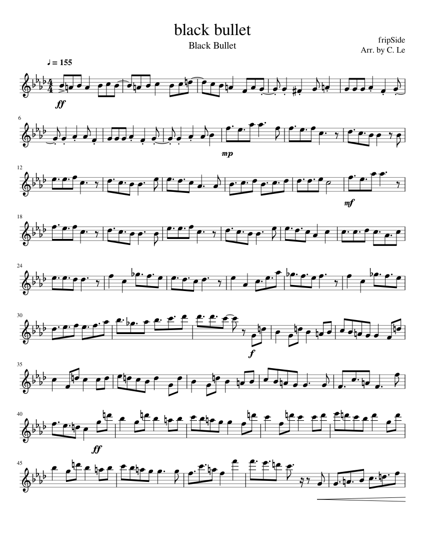 Black Bullet Sheet Music For Violin Solo Musescore Com