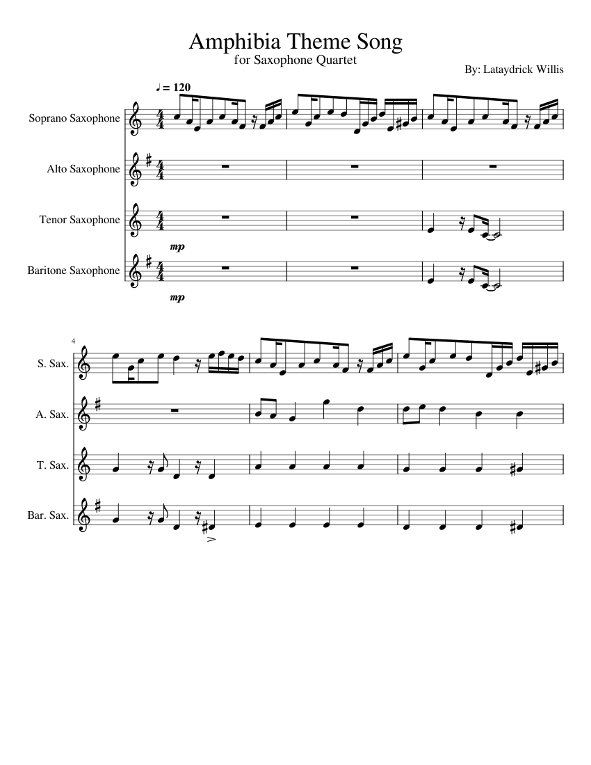 Amphibia Sheet music for Saxophone (Alto), Saxophone (Tenor), Saxophone