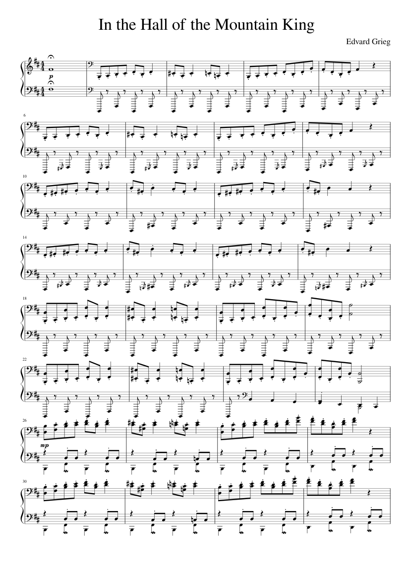In The Hall of the Mountain King Sheet music for Piano (Solo) |  Musescore.com