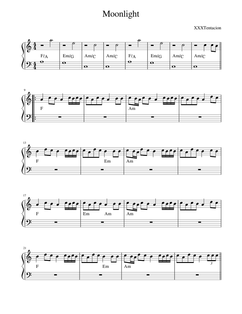 Moonlight Xxxtentacion Sheet Music For Piano Solo Musescore Com For free, and see the artwork, lyrics and yeah spotlight, uh, moonlight, uh nigga, why you trippin'? moonlight xxxtentacion sheet music for