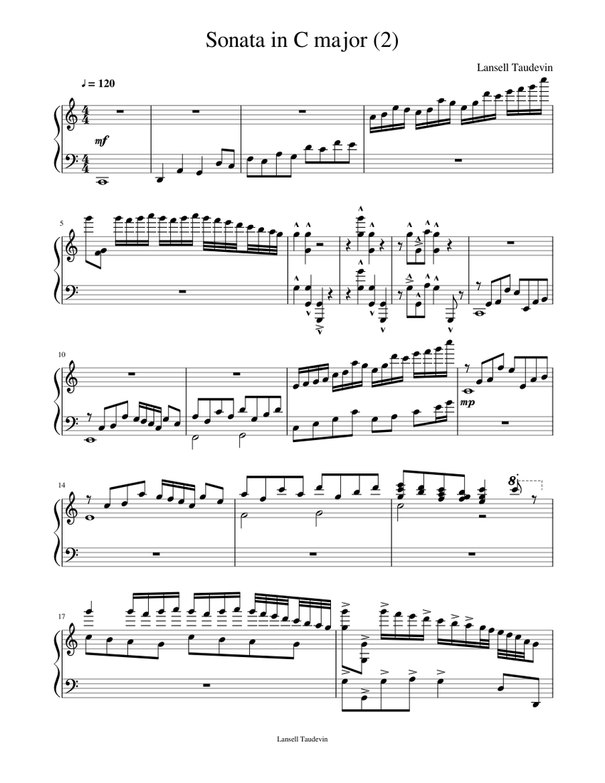 Sonata in C Major 2 Sheet music for Piano (Solo) | Musescore.com