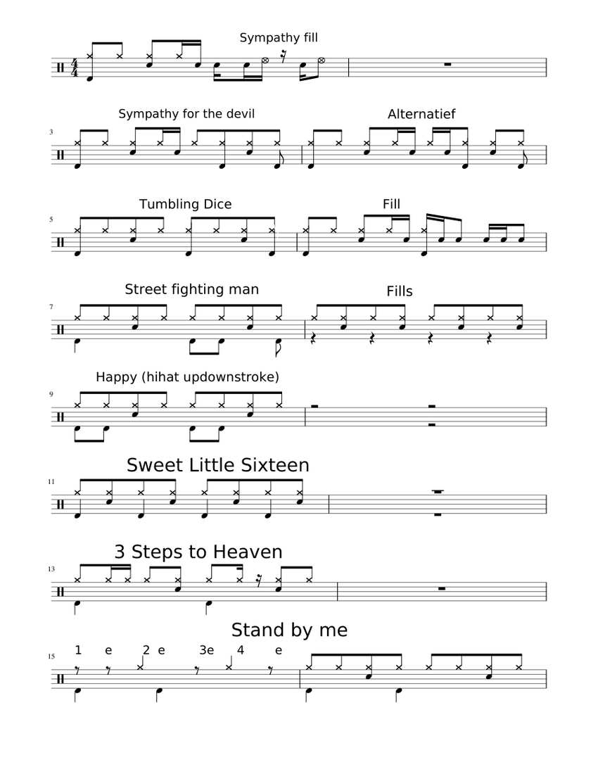 Ritmes van setlist Hampie Sheet music for Drum group (Solo) | Musescore.com