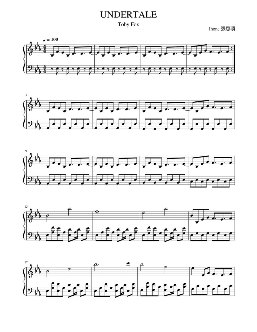 Undertale Sheet Music For Piano Solo Musescore Com   Score 0 @850x1100