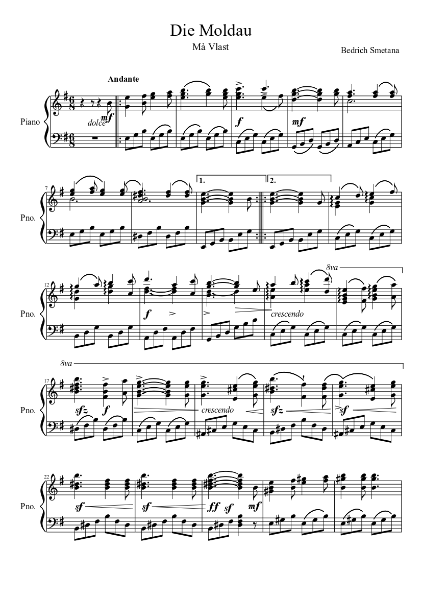 Die Moldau Sheet music for Piano (Solo) | Musescore.com
