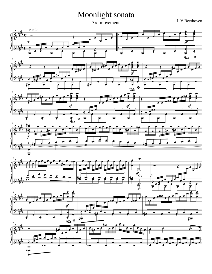 moonlight sonata 3rd movement Sheet music for Piano (Solo) | Musescore.com