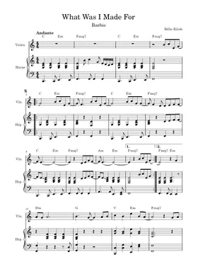 What Was I Made For? – Billie Eilish Sheet music for Piano (Solo