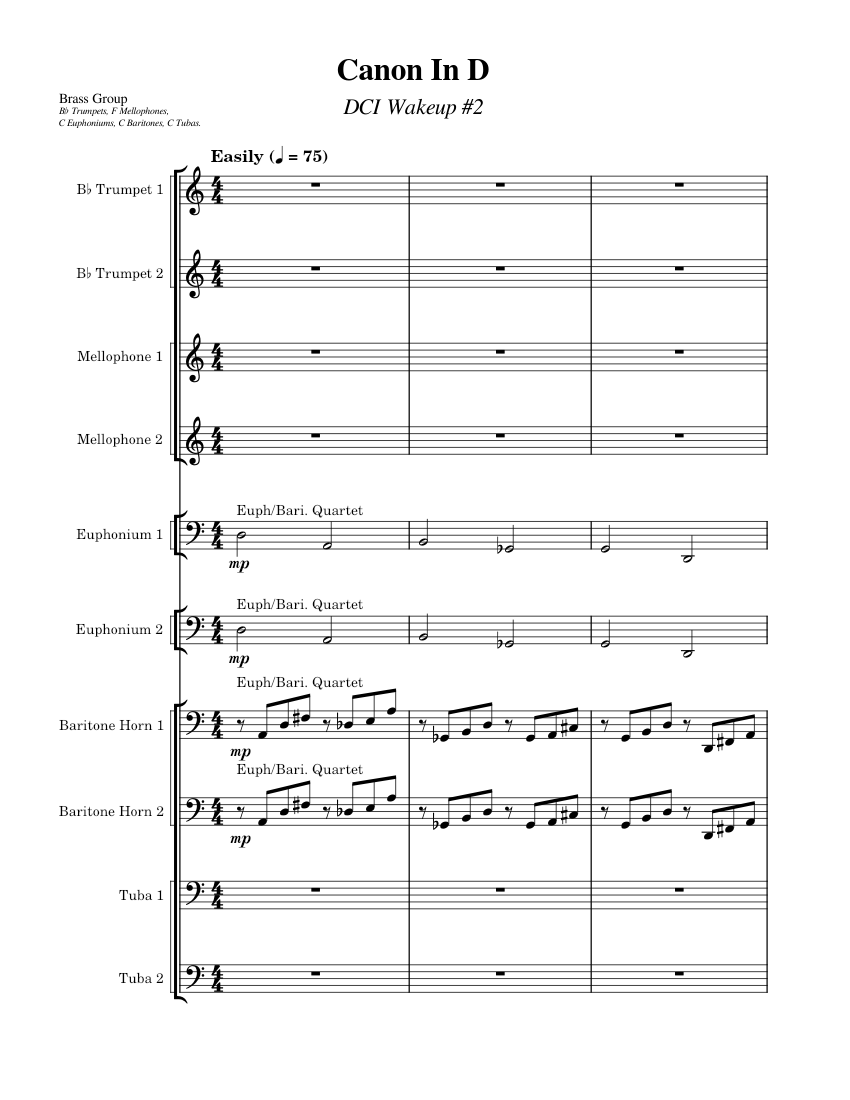 Canon In D DCI Wakeup Edition Sheet music for Euphonium, Tuba