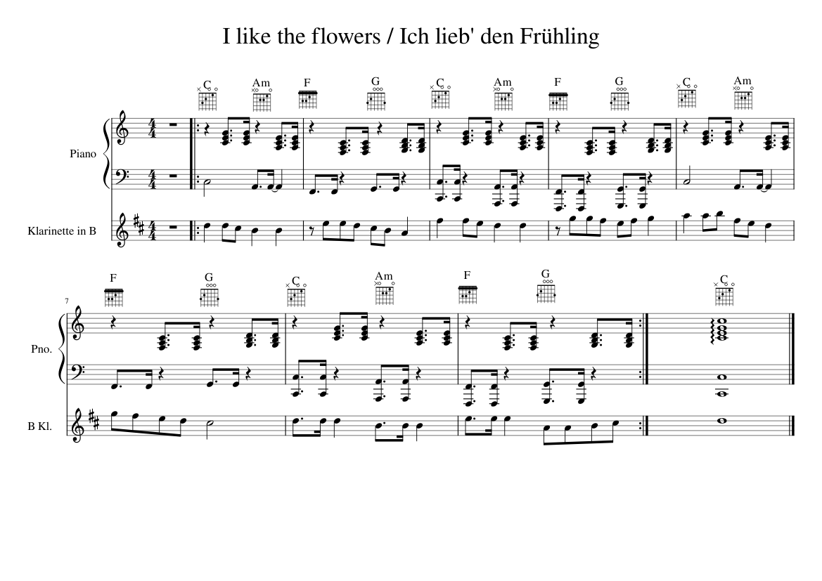 I Like The Flowers Ich Lieb Den Fr hling Sheet Music With Chords For i-like-the-flowers-ich-lieb-den-fr-hling-sheet-music-with-chords-for