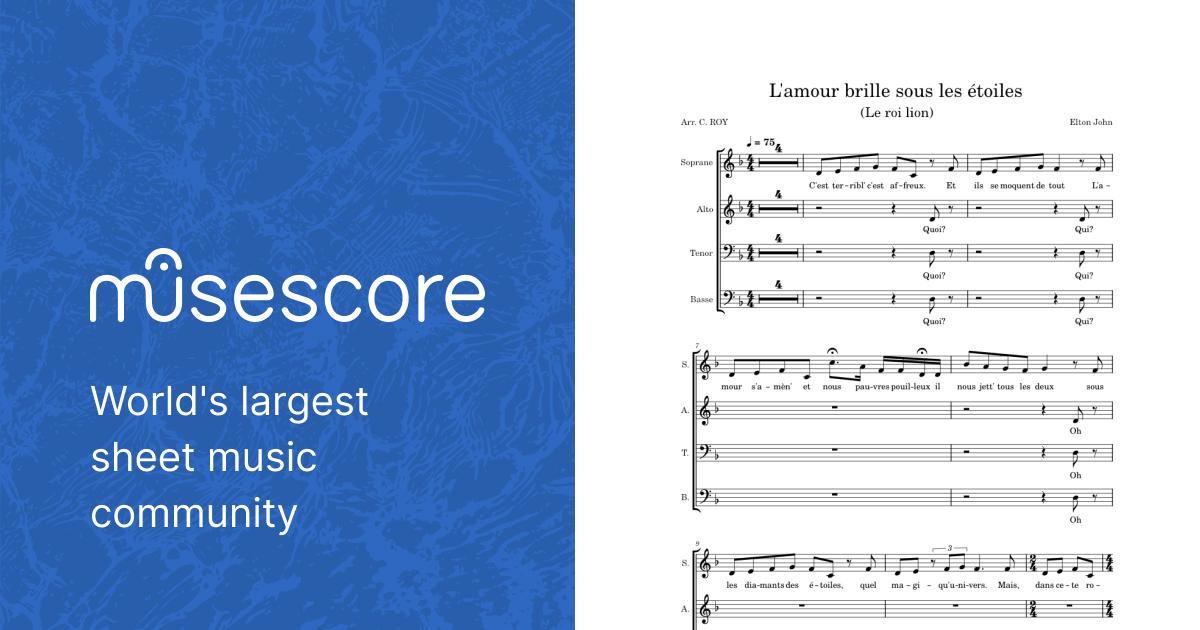 L'amour brille sous les étoiles Tutti Sheet music for Piano (Mixed Quartet)  | Musescore.com