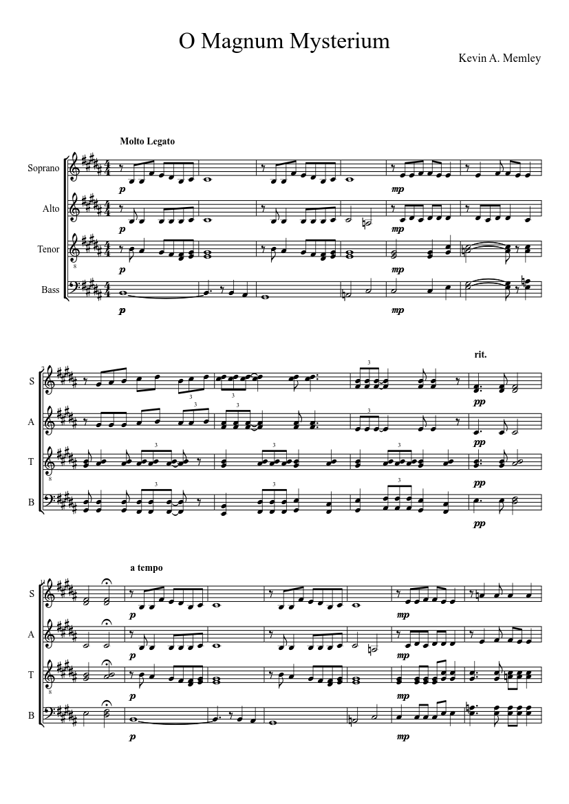O Magnum Mysterium Sheet Music For Bass Solo Musescore Com