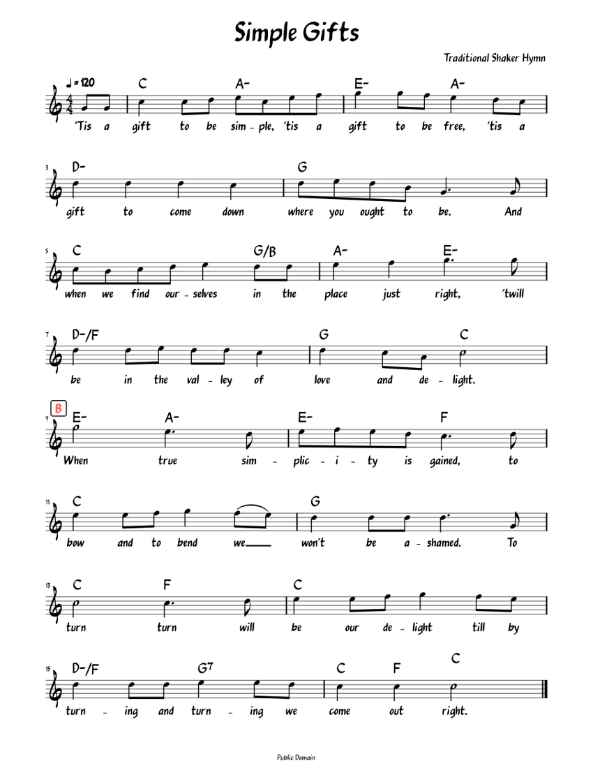 Simple Ts Lead Sheet With Lyrics Sheet Music For Piano Solo