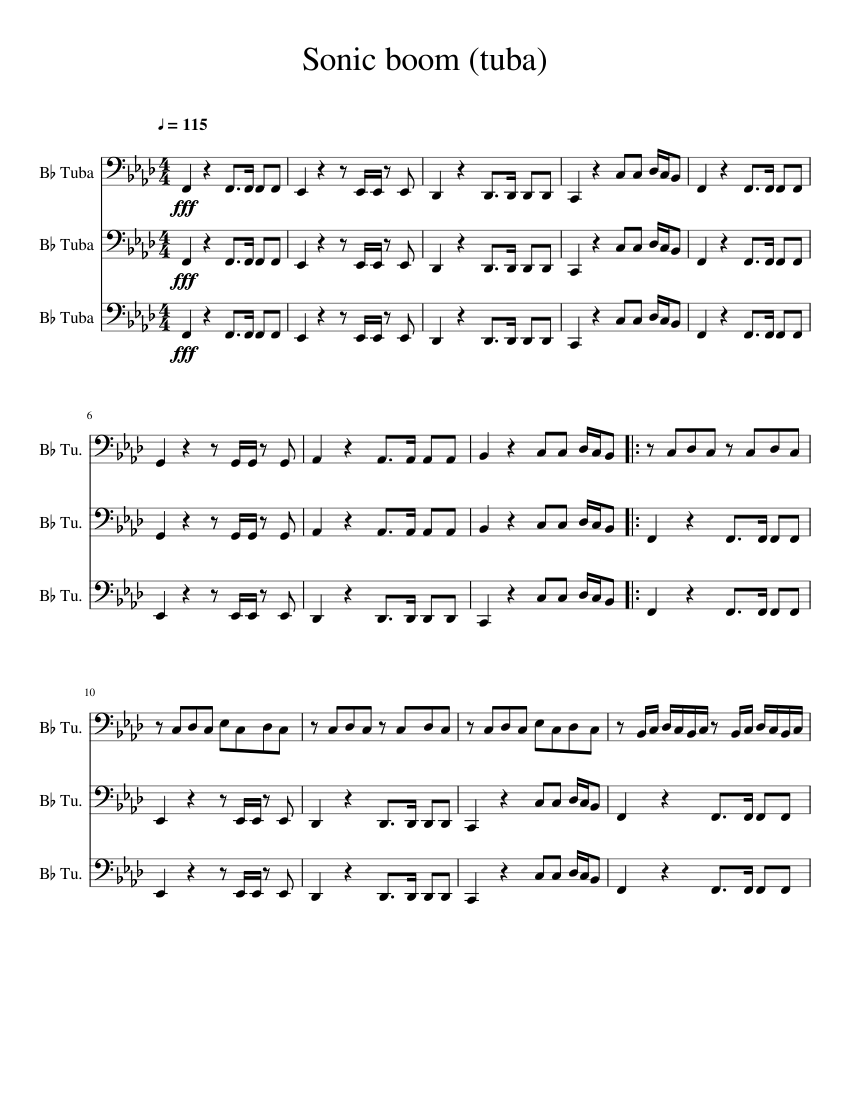 Sonic Boom (3 Part Tuba) Sheet music for Tuba (Mixed Trio)