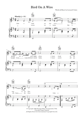 Free Bird On A Wire by Aaron Neville, Leonard Cohen sheet music | Download  PDF or print on Musescore.com