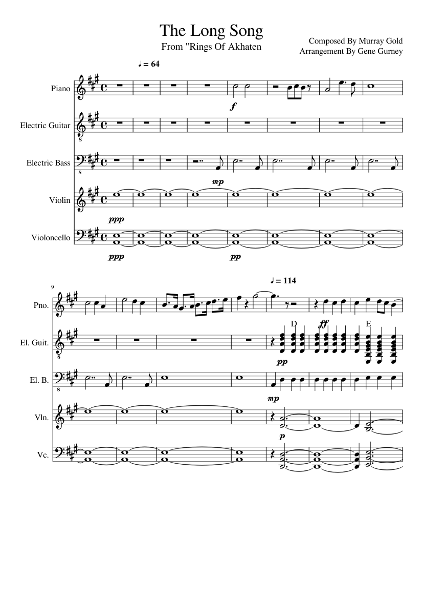 The Long Song (Doctor Who, Rings of Akhaten) Sheet music for Piano,  Contrabass, Violin, Cello & more instruments (Piano Sextet) | Musescore.com