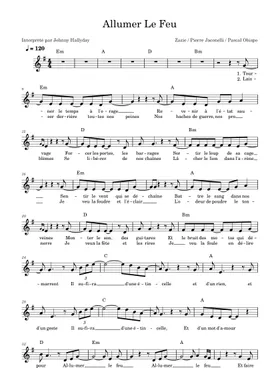 Allumer le feu Sheet music for Saxophone alto (Solo)