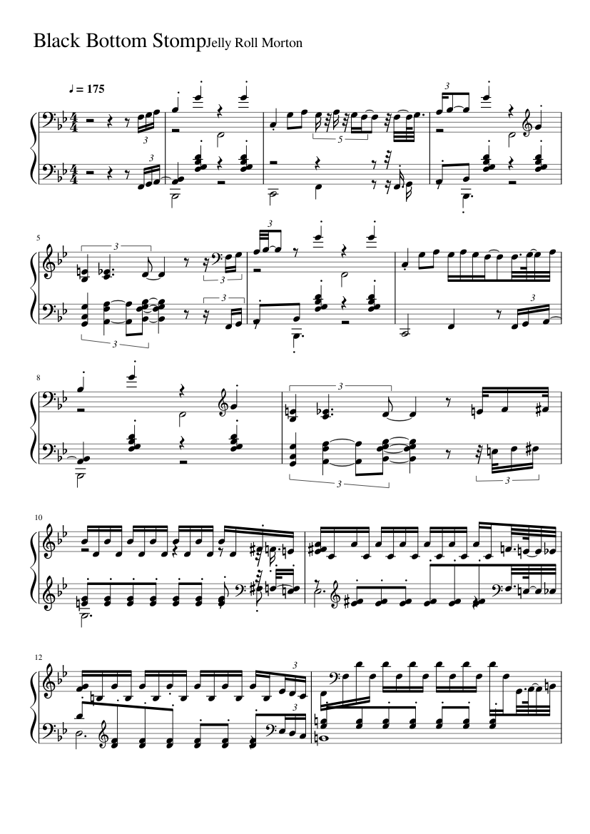 Jelly Roll Morton - Black Bottom Stomp Sheet music for Piano (Solo ...