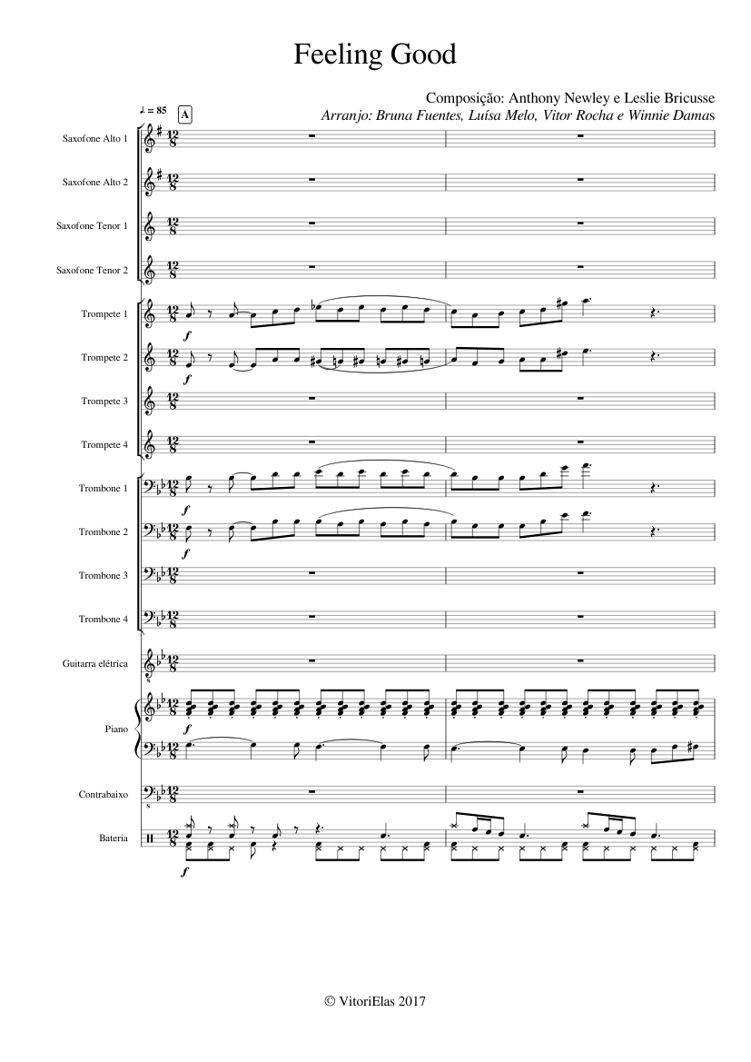 Feeling Good - Nina Simone (Big Band) Sheet music for Piano, Trombone,  Saxophone alto, Saxophone tenor & more instruments (Mixed Ensemble) |  Musescore.com