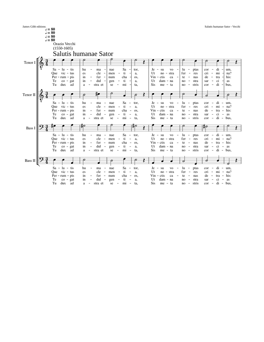 Salutis humanae Sator Orazio Vecchi Sheet music for Woodwinds group