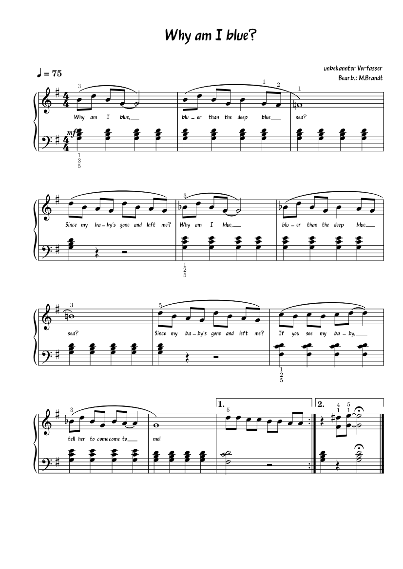 Why am I blue Sheet music for Piano (Solo) Easy