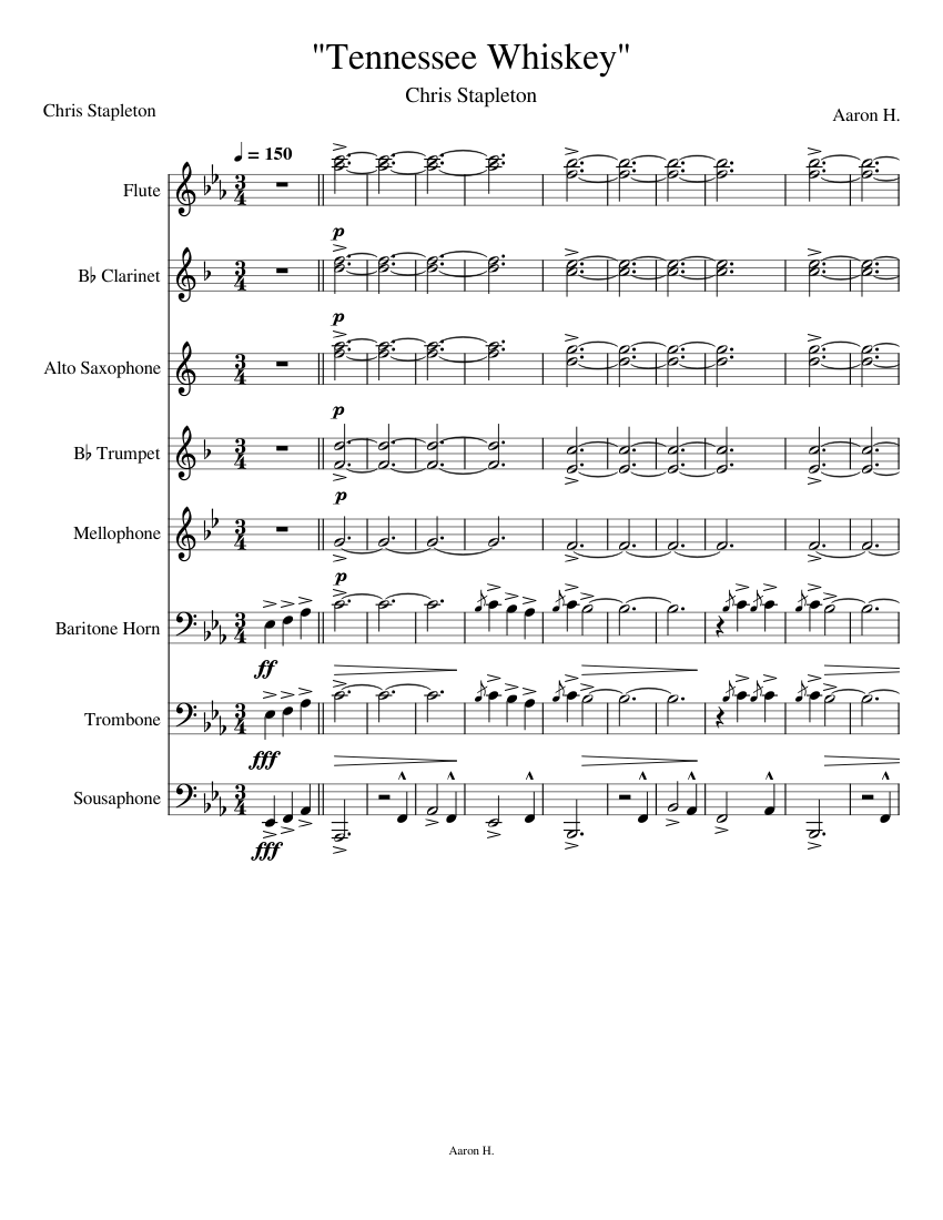 _Tennessee_Whiskey_ Sheet music for Trombone, Mellophone, Flute