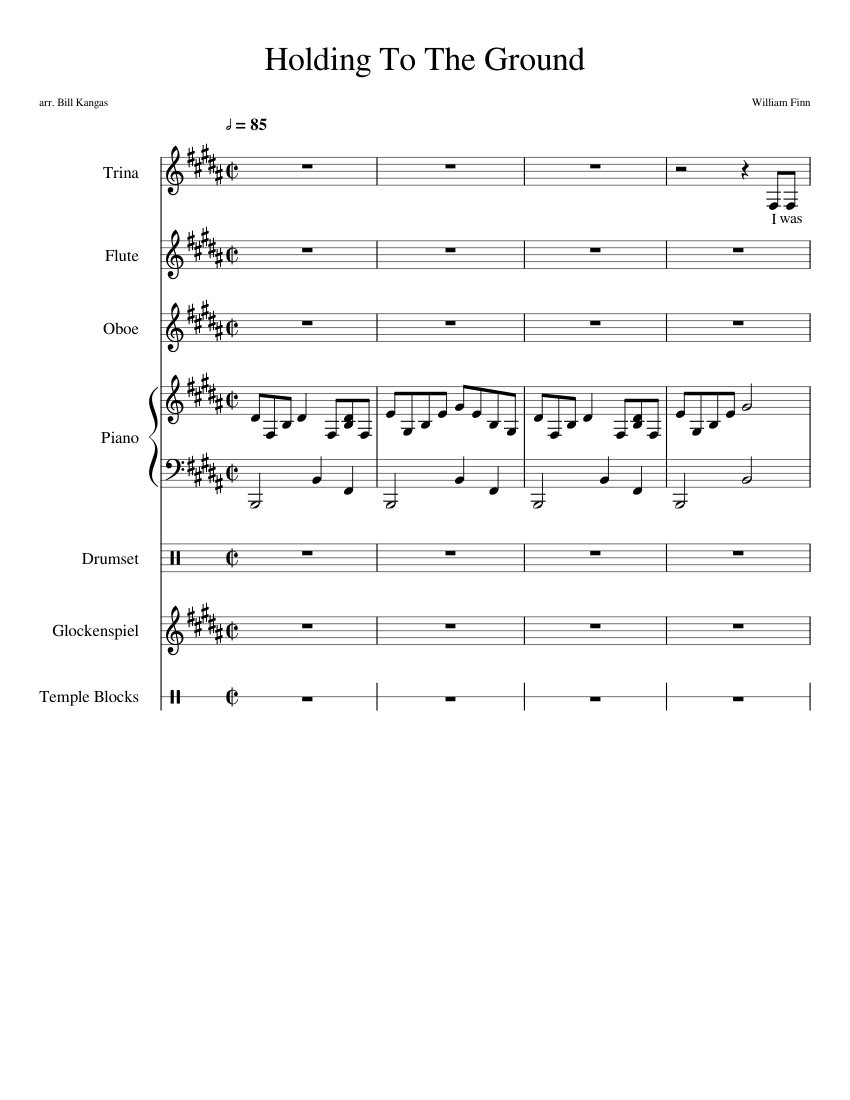Falsettos (2016) - Holding To The Ground Sheet music for Piano, Vocals,  Flute, Oboe & more instruments (Mixed Ensemble) | Musescore.com