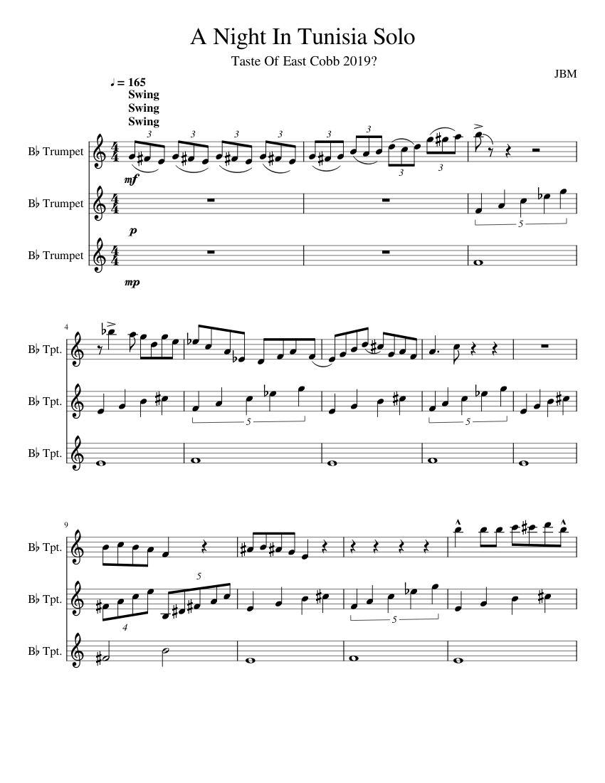 A_Night_In_Tunisia_Solo Sheet music for Trumpet in b-flat (Mixed Trio ...