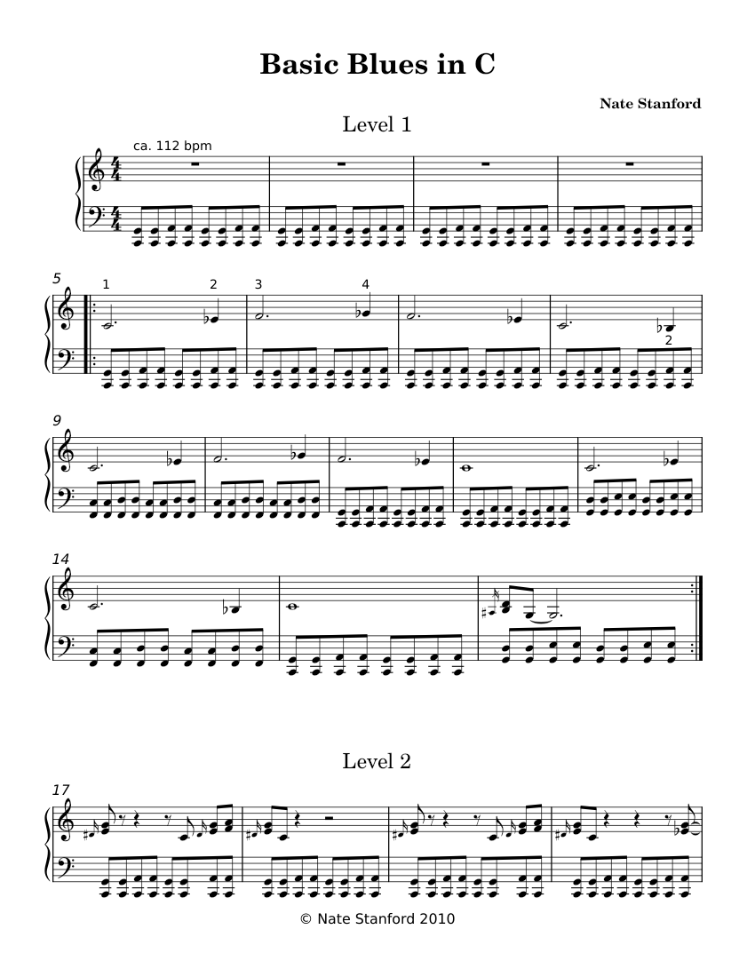 Blues in C , Basic to Advanced in 4 levels.mxl Sheet music for Piano ...
