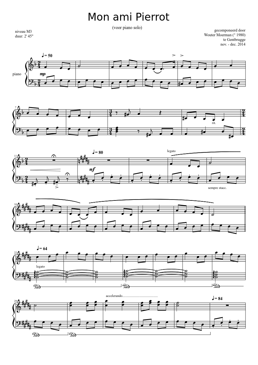 Mon ami Pierrot Sheet music for Piano (Solo) | Musescore.com