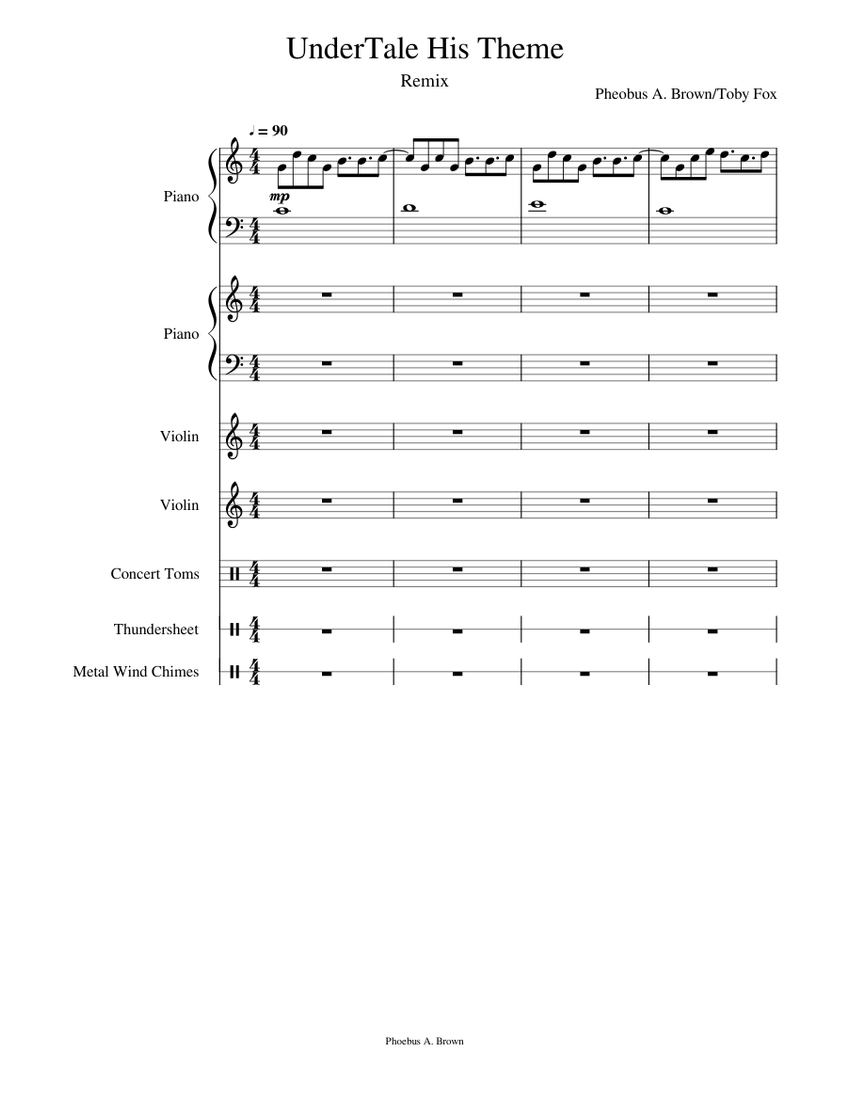 UnderTale His Theme Remix [Headphones Required] Sheet music for Piano ...